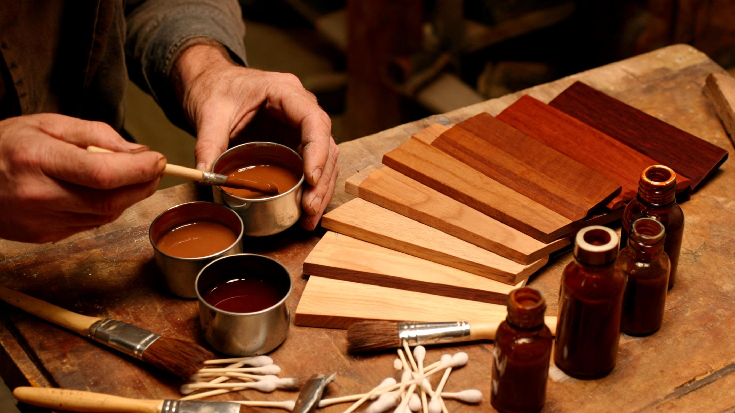 Wood refinishing with stain samples